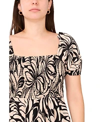 Msk Petite Square-Neck Short-Sleeve Maxi Dress