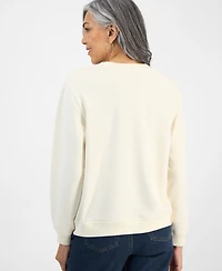 Style & Co Petite Embroidered Crewneck Sweatshirt, Exclusively at Macy's