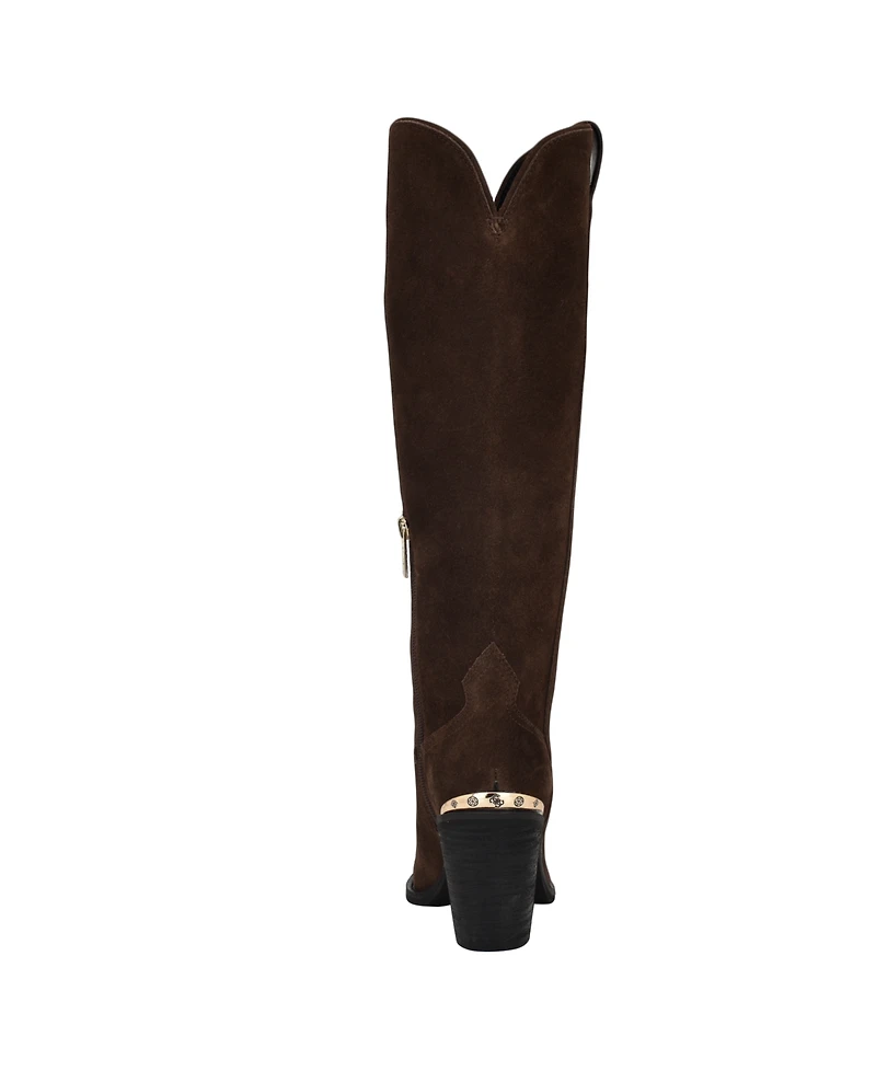 Guess Women's Sashan Knee-High Topstitched Western Boots