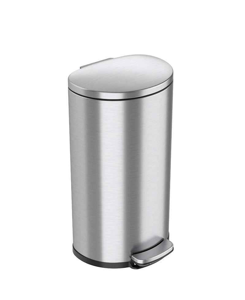 iTouchless SoftStep Stainless Steel Semi-Round Step Trash Can with AbsorbX Odor Filter Removable Inner Bucket