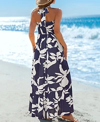 Cupshe Women's Halter Floral Print Maxi Beach Dress