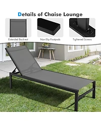 Gymax Patio Chaise Lounge Outdoor Adjustable Lounge Chair W/ 6-Position Backrest