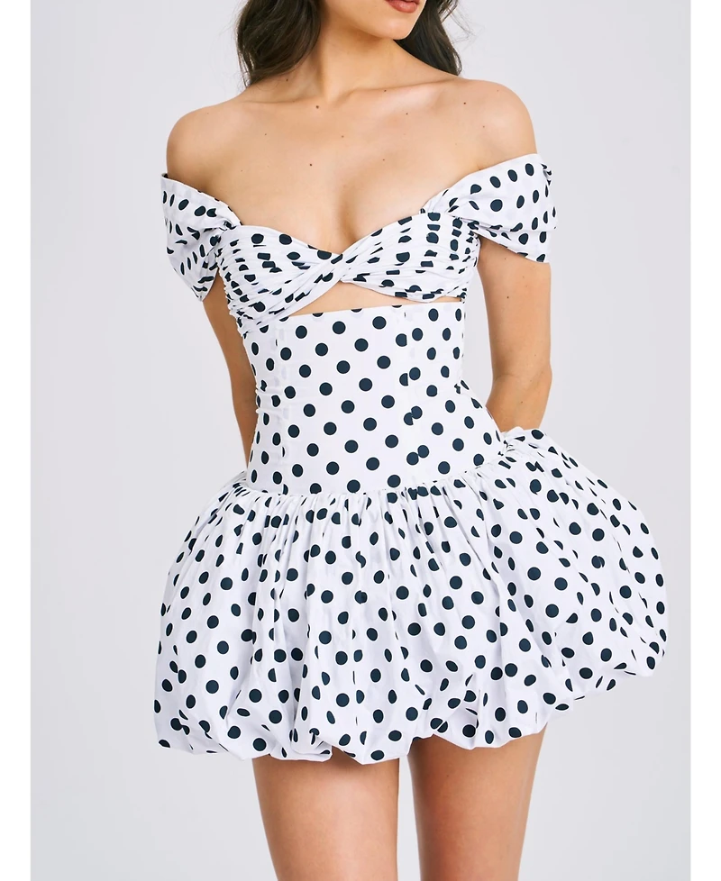 Miss Circle Women's Umika Polka Dots Bubble Hem Mini Dress