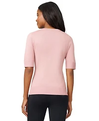 Melissa Paige Women's Crew-Neck Elbow-Sleeve Fine-Gauge Sweater