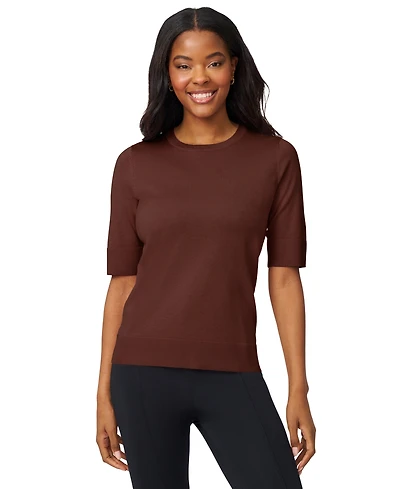 Melissa Paige Women's Crew-Neck Elbow-Sleeve Fine-Gauge Sweater