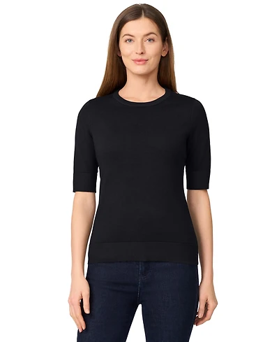 Melissa Paige Women's Crew-Neck Elbow-Sleeve Fine-Gauge Sweater