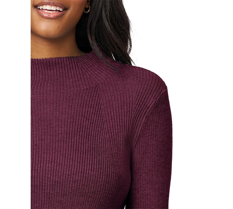 Melissa Paige Petite Funnel-Neck Ribbed Pullover Sweater