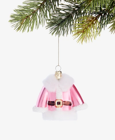 Holiday Lane Pastel Shine Glass Pink Santa Suit Ornament, Macy's Exclusive