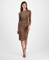 Anne Klein Women's Printed Long-Sleeve Sheath Dress