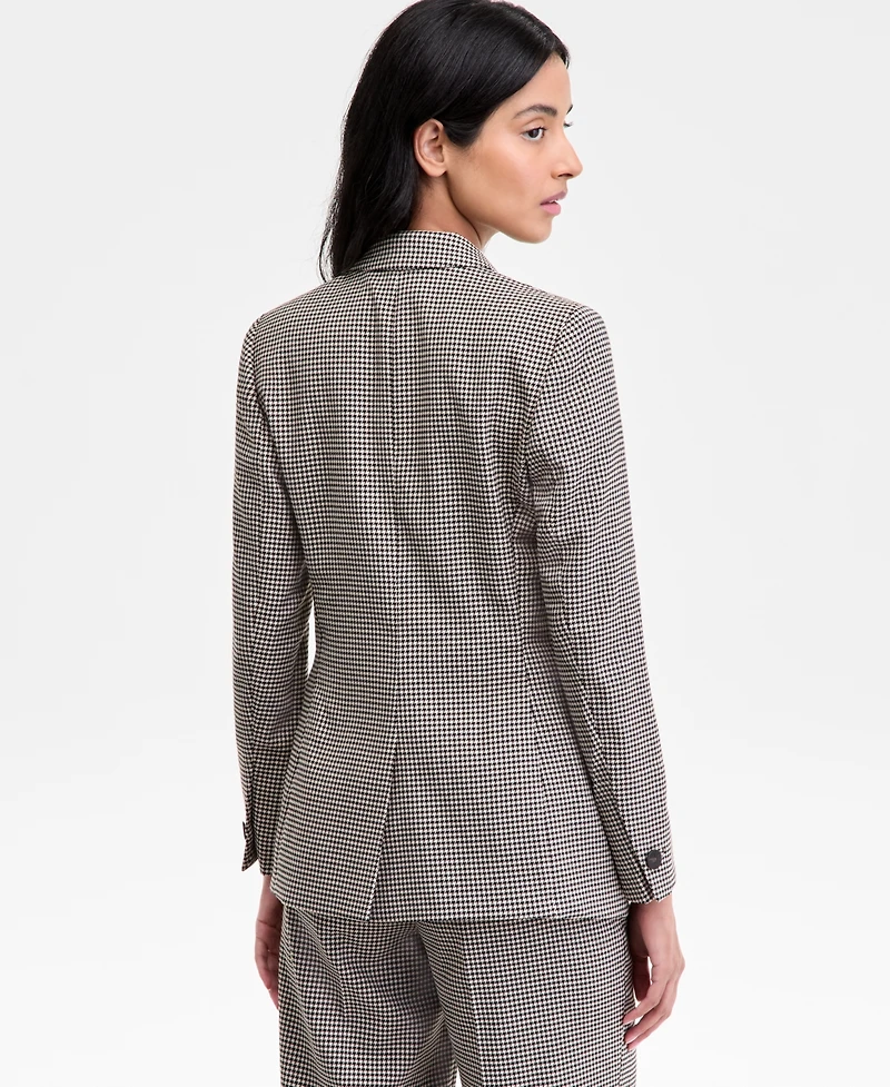 Anne Klein Women's Single-Button Houndstooth-Print Blazer