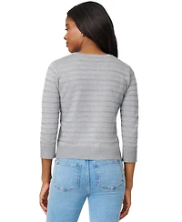 Melissa Paige Women's Ottoman-Rib 3/4-Sleeve Crewneck Cardigan