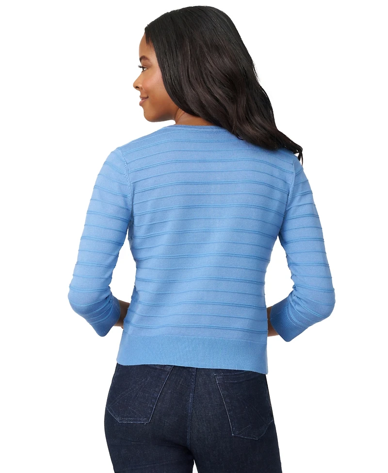 Melissa Paige Petite Textured-Stripe Cardigan Sweater