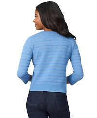 Melissa Paige Petite Textured-Stripe Cardigan Sweater