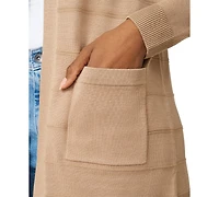 Melissa Paige Petite Textured-Stripe Open-Front Cardigan Sweater
