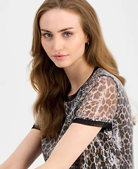 Anne Klein Women's Sequined Animal-Print T-Shirt