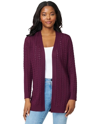 Melissa Paige Women's Pointelle Open-Front Cardigan