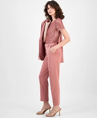 Anne Klein Women's Solid Straight-Leg Stretch Twill Ankle Pants
