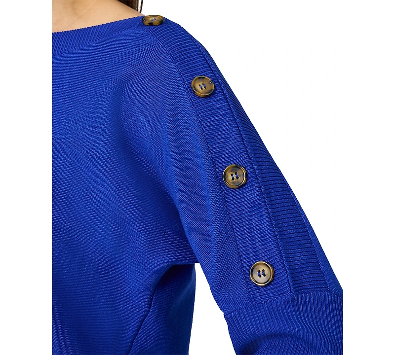 Melissa Paige Petite Button-Trim Dolman-Sleeve Sweater