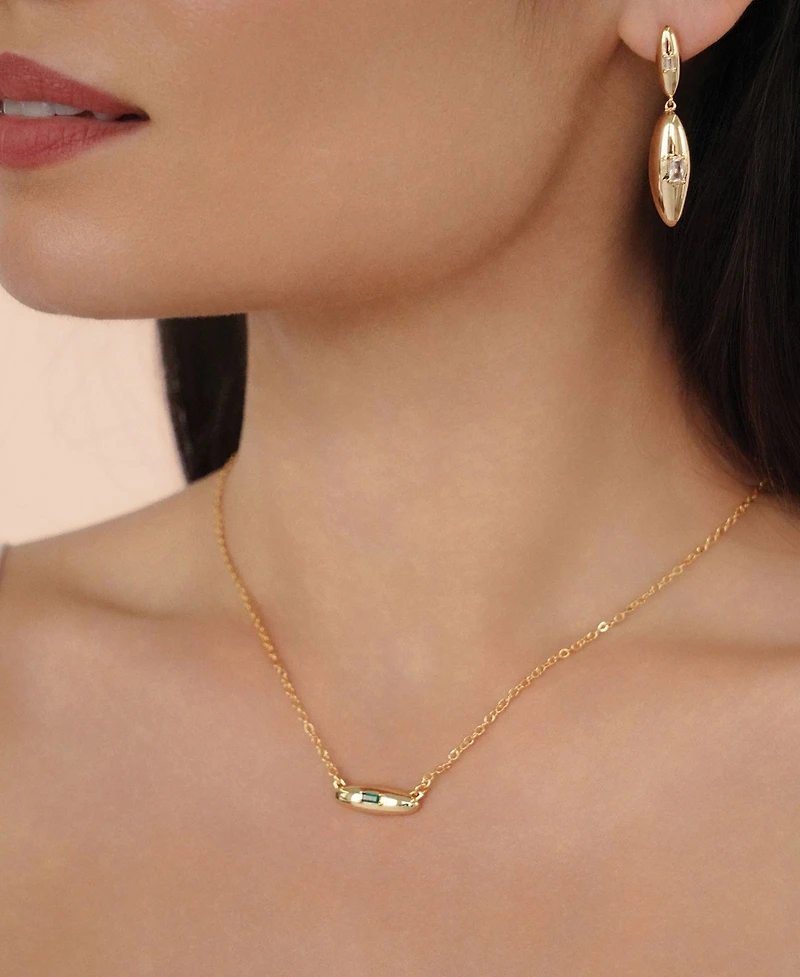 Ettika Oval Dome Baguette Simple Pendant Necklace