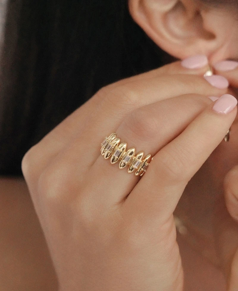 Ettika Oval Dome Baguette Band Ring