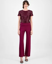 Anne Klein Women's Solid Wide-Leg Pull-On Compression Pants