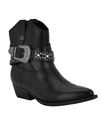 Guess Women's Lansly Embellished Buckle Western Booties