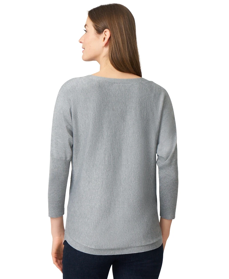 Melissa Paige Petite Diamond-Knit Dolman-Sleeve Sweater