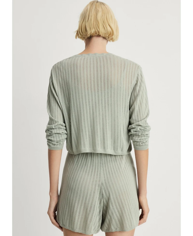 Mango Women's Openwork Detail Pajama Cardigan