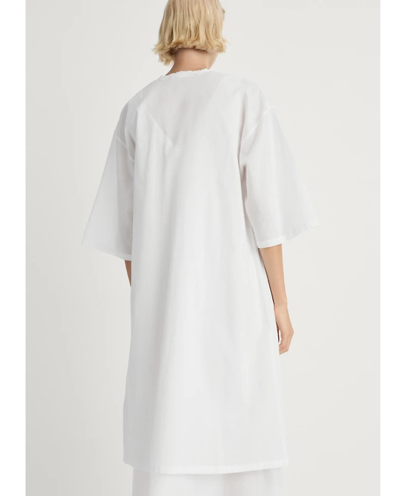 Mango Women's Lace Detail Cotton Robe
