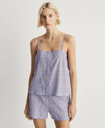 Mango Women's 2-Piece Seersucker Stripe Cotton Pajama Set