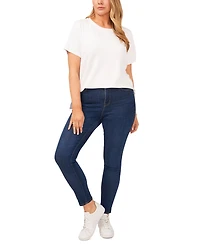 Vince Camuto Plus Size Crewneck Polished Short-Sleeve Knit Top