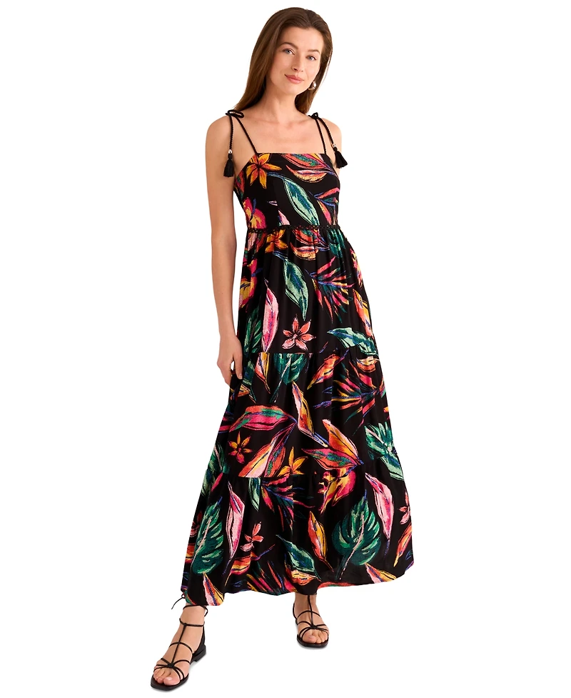 Vince Camuto Women's Printed Rope-Strap Tiered Maxi Dress