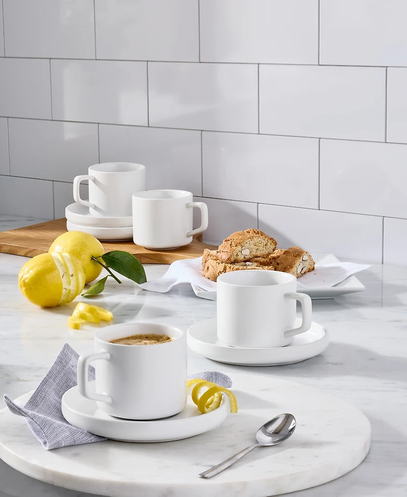 The Cellar Whiteware Espresso Cup & Saucer Set, Service for 4, Macy's Exclusive