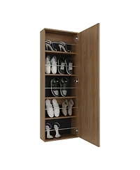 Fm Furniture Queen Creek Shoe Rack with Mirror and One Door, Natural Oak