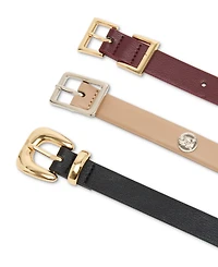 Steve Madden Textured Faux-Leather Belts, Set of 3