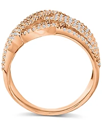 Cubic Zirconia Braid Style Statement Ring 14k Rose Gold Sterling Silver