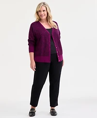 Jm Collection Plus V-Neck Button-Front Cardigan, Macy's Exclusive