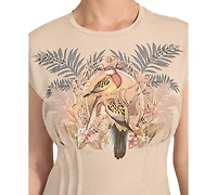 Guess Women's Parakeet Graphic Print Corset-Waist T-Shirt