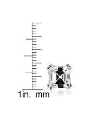 Sterling Silver 18K Rose Gold Plating with Clear Cubic Zirconia Asscher-Cut Stud Earrings