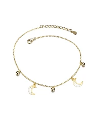14K Gold Plated with Crescent Moon & Bead Charm Bracelet