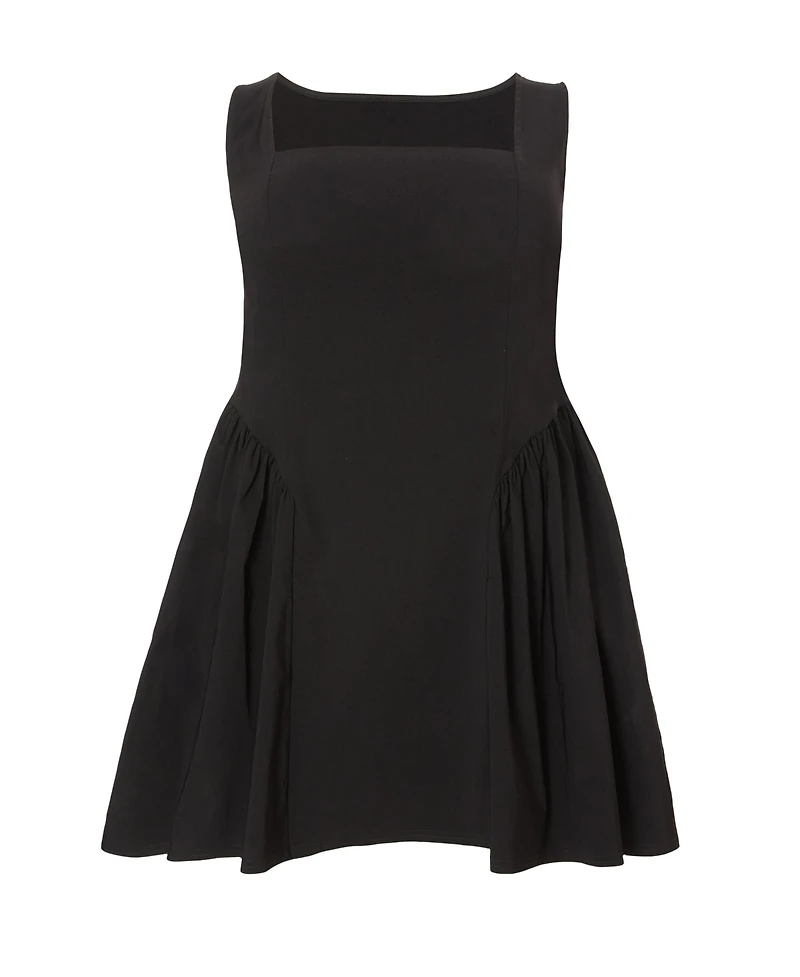 Quiz Plus Square Neck Drop Waist Mini Dress
