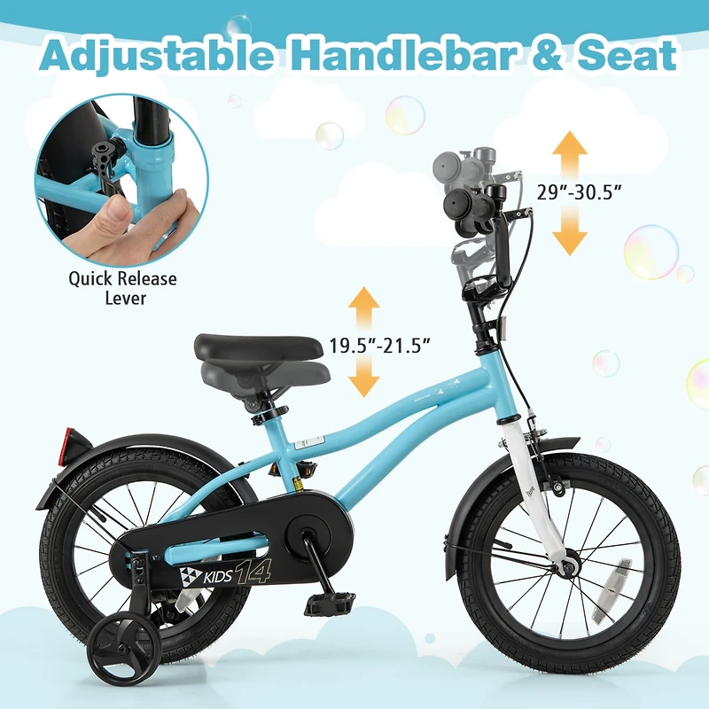Kids Bike with Training Wheels for Older Children Adjustable Seat and Handlebar