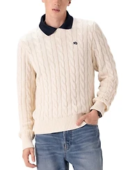 Members Only Men's Crew Neck Cable Knit Sweater