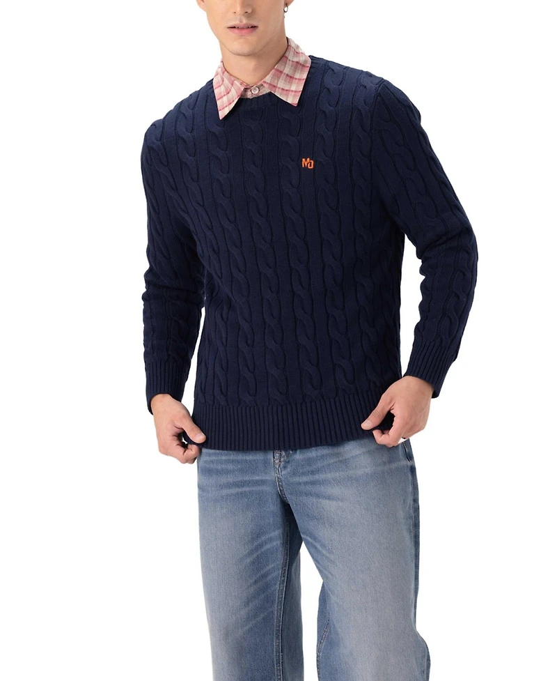 Members Only Men's Crew Neck Cable Knit Sweater