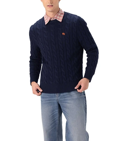 Members Only Men's Crew Neck Cable Knit Sweater