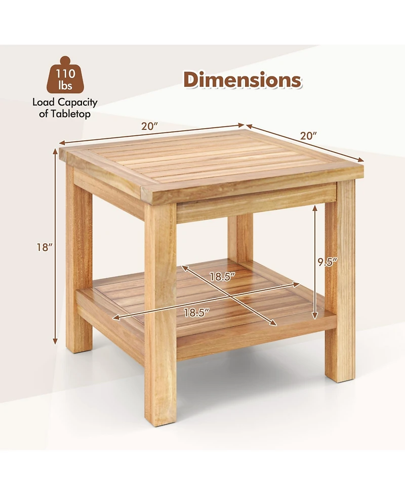 Square Side Table with Open Shelf for Small Spaces – Compact and Functional Storage Solution