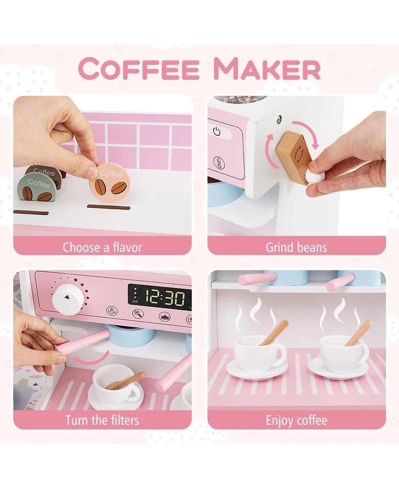 Kids Kitchen Set with Coffee Maker & Accessories Fun Pretend Play Toy for Children