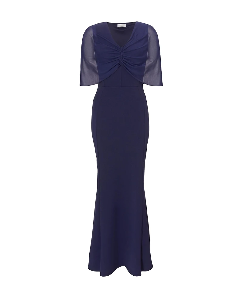 Quiz Women's Scuba Crepe Maxi Dress with Mesh Cape