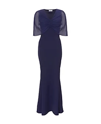 Quiz Women's Scuba Crepe Maxi Dress with Mesh Cape