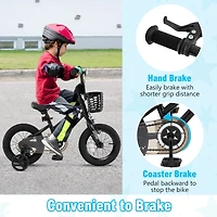 Kids Bike with Basket and Training Wheels for Children Aged 3-5 Years Old
